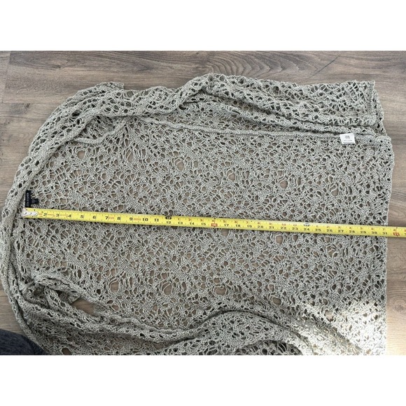 Eileen Fisher Knit Duster Cardigan Sz Small Sage Green Luster Long Open Crochet - Picture 6 of 7